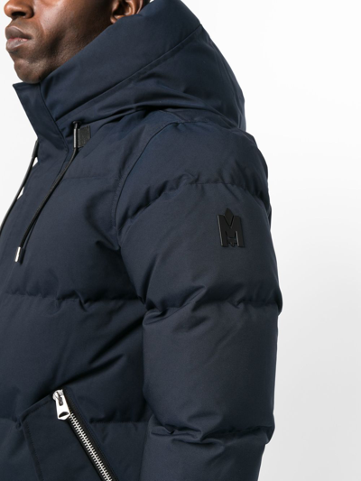 Mackage Logo-patch Zip-up Padded Coat In Blue