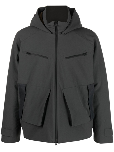 Shop Gr10k Hooded Padded Bomber Jacket In Grey