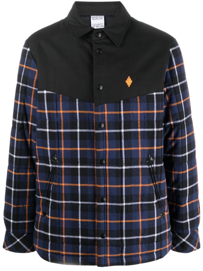 Shop Marcelo Burlon County Of Milan Checked Long-sleeve Jacket In Blue