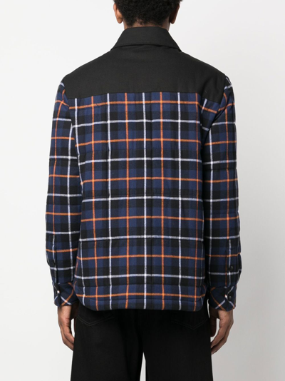 Shop Marcelo Burlon County Of Milan Checked Long-sleeve Jacket In Blue