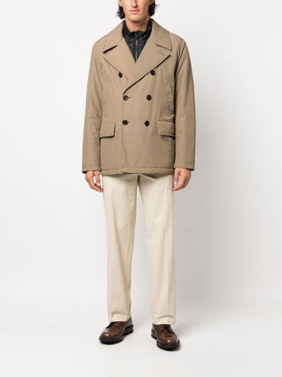 Fay Padded Double-breasted Jacket In Neutrals