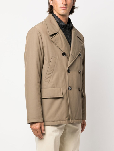 Fay Padded Double-breasted Jacket In Neutrals