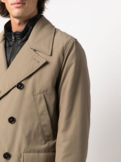 Fay Padded Double-breasted Jacket In Neutrals