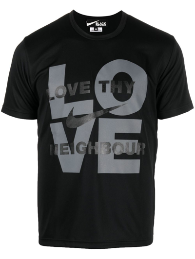 Shop Black Comme Des Garçons Love Thy Neighbour Slogan T-shirt In Black