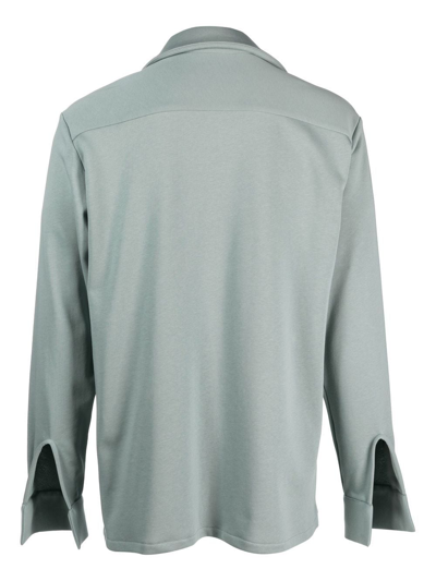 Shop Styland X Notrainproof Open-front Cotton Shirt Jacket In Blue