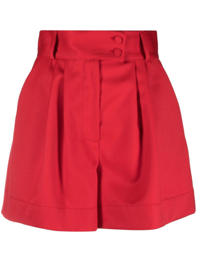 Shop Styland High-waisted Straight-leg Shorts In Red