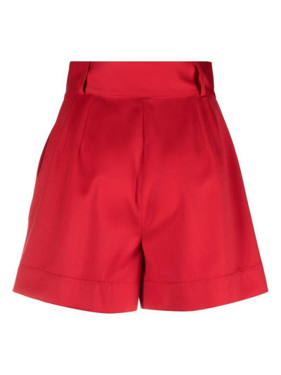 Shop Styland High-waisted Straight-leg Shorts In Red