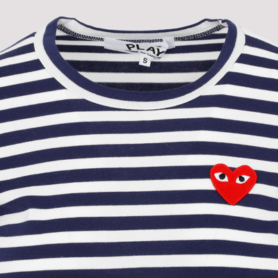 Shop Comme Des Garçons Play Striped T-shirt Tops In Blue