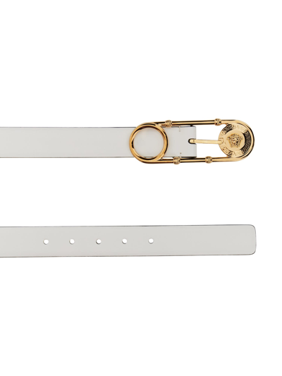 Shop Versace Safety Pin Belt In Bianco