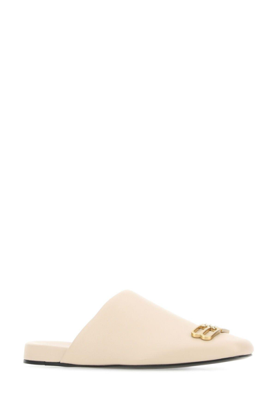 Shop Balenciaga Sand Leather Cosy Slippers In Beige