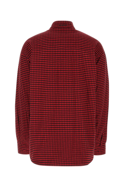 Shop Balenciaga Embroidered Flanel Reversible Oversize Shirt In Red