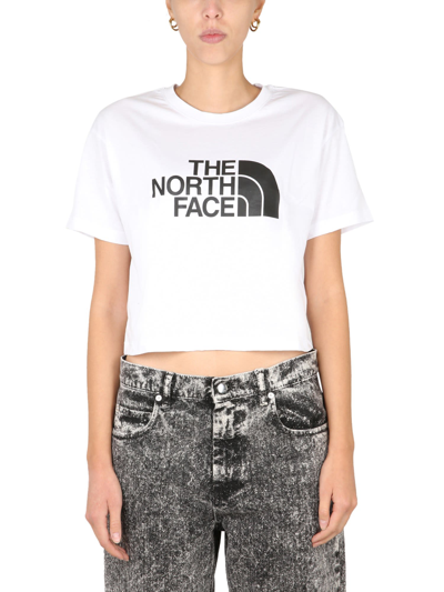 Shop The North Face T-shirt With Logo Embroidery In Bianco