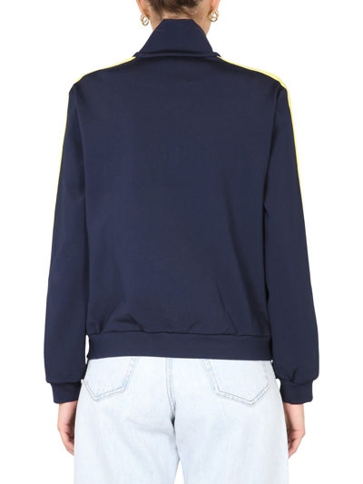 Shop Tory Burch Sweatshirt With Front Zipper In Blu