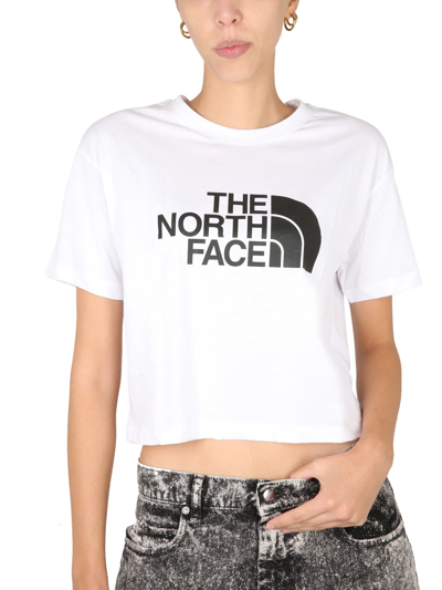 Shop The North Face T-shirt With Logo Embroidery In Bianco