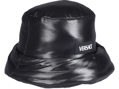 Versace Logo Patch Padded Bucket Hat In Black | ModeSens
