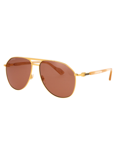 Shop Gucci Gg1220s Sunglasses In 003 Gold Gold Brown