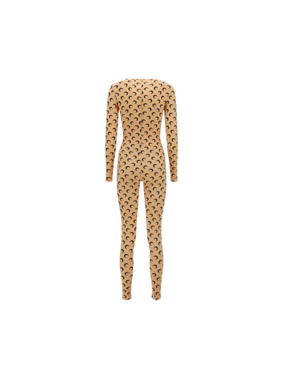 Shop Marine Serre Catsuit Jumpsuit In All Over Moon Tan