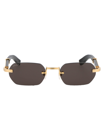 Shop Cartier Ct0362s Sunglasses In 001 Gold Black Grey