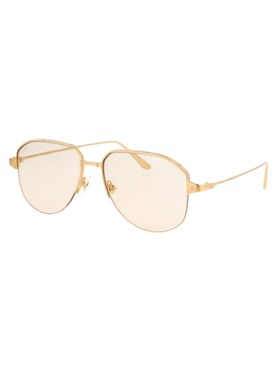 Shop Cartier Ct0352s Sunglasses In 002 Gold Gold Transparent