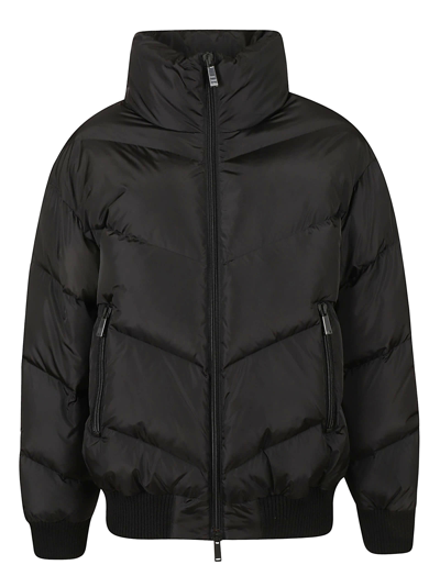 Dsquared2 Nylon Down Jacket With Logo Patch In Black