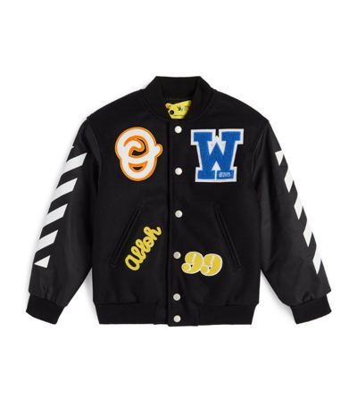 Shop Off-white Logo-patch Varsity Bomber Jacket (6-12 Years) In Black