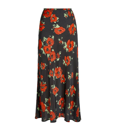 Shop Rixo London Silk Kelly Midi Skirt In Multi