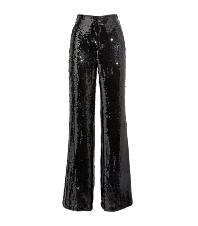 Shop Alice And Olivia Alice + Olivia Sequinned Dylan Flared Trousers In Black