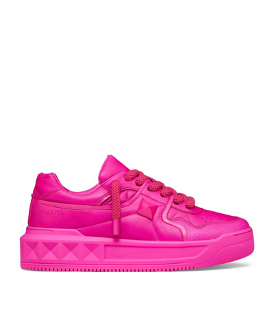 Shop Valentino Leather One Stud Xl Sneakers In Pink