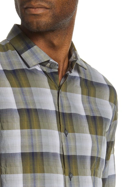 John Varvatos Ross Slim Fit Plaid Button-up Sport Shirt In Bottle Green