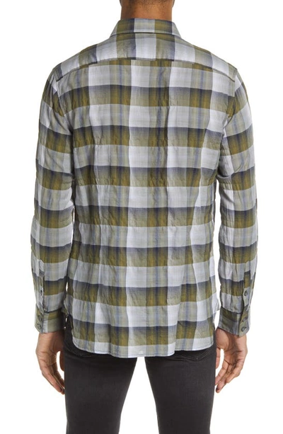 John Varvatos Ross Slim Fit Plaid Button-up Sport Shirt In Bottle Green