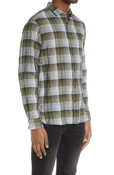 John Varvatos Ross Slim Fit Plaid Button-up Sport Shirt In Bottle Green