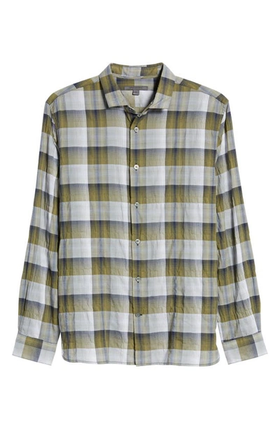 John Varvatos Ross Slim Fit Plaid Button-up Sport Shirt In Bottle Green