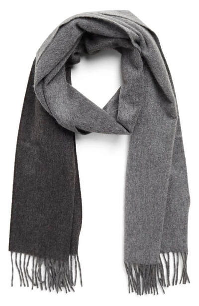 Hickey Freeman Cashmere Ombre Fringe Scarf In Grey