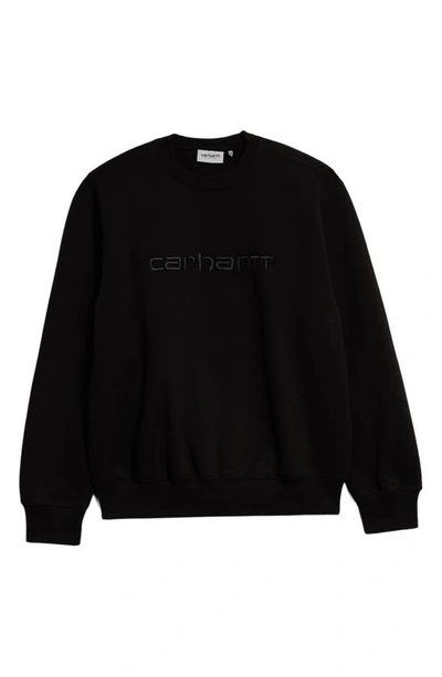 Shop Carhartt Logo Crewneck Sweatshirt In Black / Black