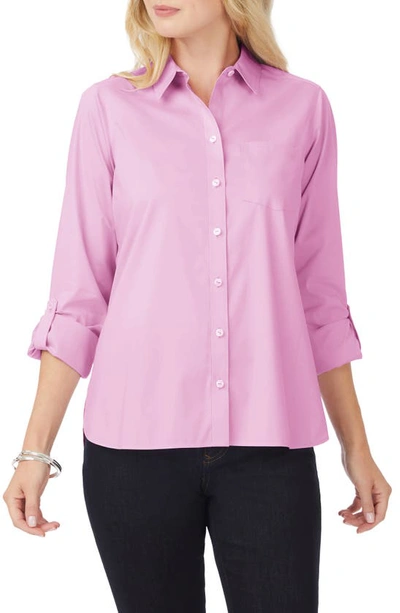 Shop Foxcroft Cole Roll Sleeve Button-up Shirt In Orchid Bouquet