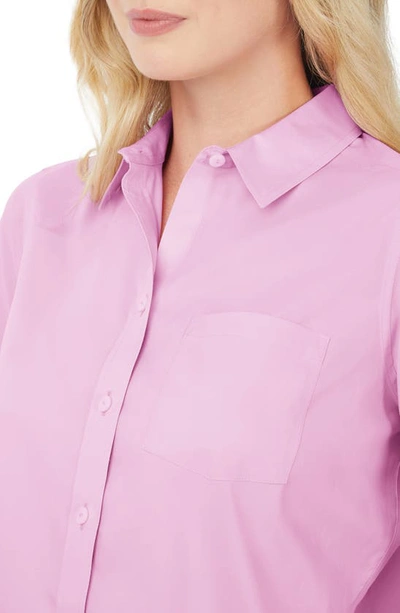 Shop Foxcroft Cole Roll Sleeve Button-up Shirt In Orchid Bouquet