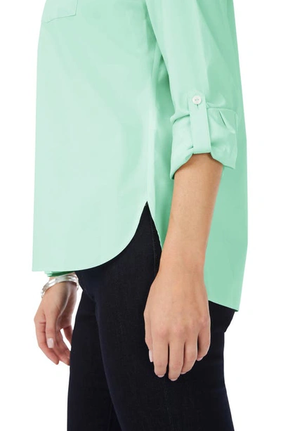 Shop Foxcroft Cole Roll Sleeve Button-up Shirt In Sea Mist