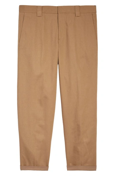 Golden Goose Khaki Beige Cotton Blend Trousers In Khaki Beige