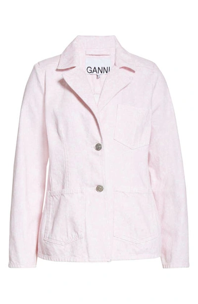 Ganni Cherry Blossom Print Organic Cotton Denim Jacket ModeSens