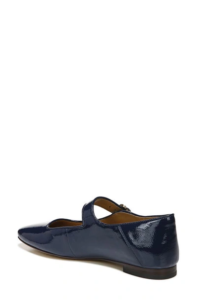 Sam Edelman Michaela Mary Jane Flat Midnight Blue Leather In Royal Navy