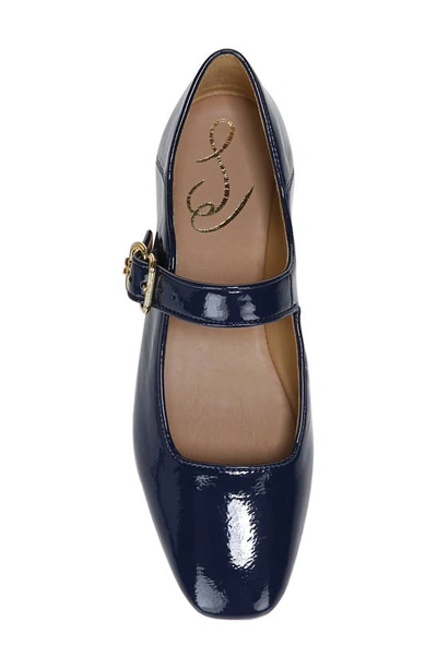 Sam Edelman Michaela Mary Jane Flat Midnight Blue Leather In Royal Navy
