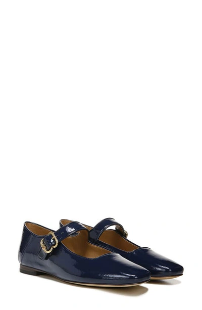 Sam Edelman Michaela Mary Jane Flat Midnight Blue Leather In Royal Navy