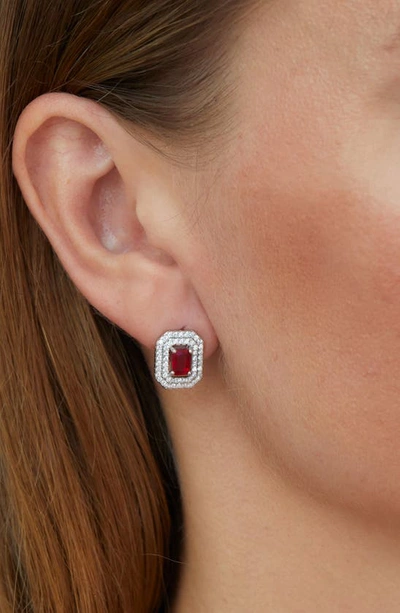 Shop Savvy Cie Jewels Halo Stud Earrings In Red