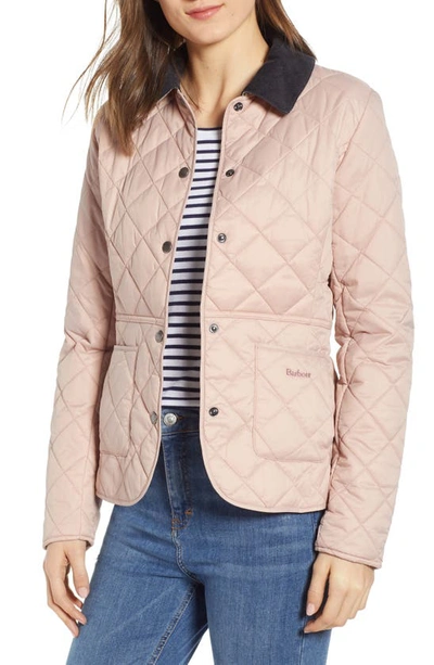 Barbour Deveron Diamond Quilted Jacket In Pi12 Pale Pink Ice White |  ModeSens