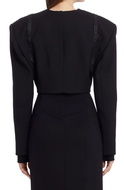 Shop Dolce & Gabbana Bustier Overlay Wool Blend Jacket In Nero
