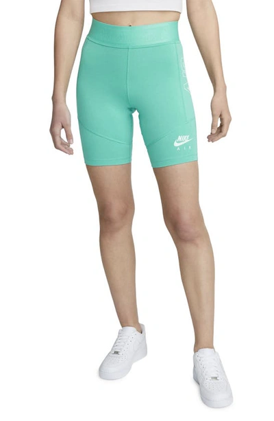 Shop Nike Air Bike Shorts In Washed Teal/ Barely Green