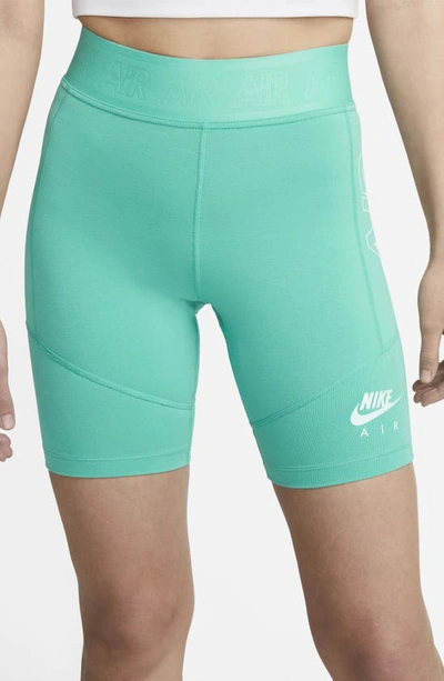 Shop Nike Air Bike Shorts In Washed Teal/ Barely Green