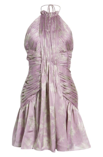 Shop Alexis Leina Stripe Halter Minidress In Lilac