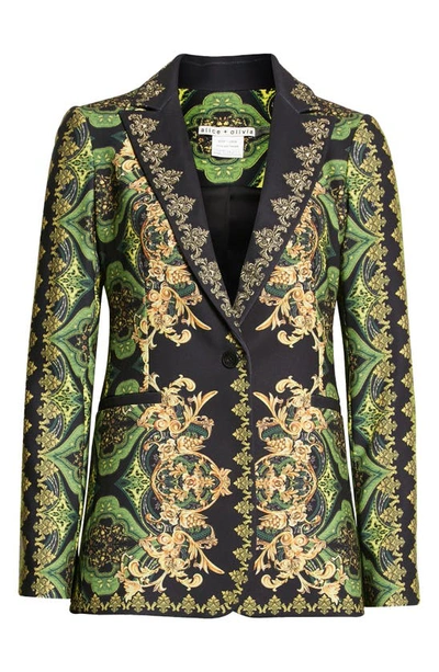 Shop Alice And Olivia Mixed Scarf Print Blazer In Rendezvous