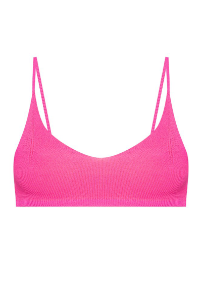 Shop Jacquemus Valensole Knitted Bralette In Pink